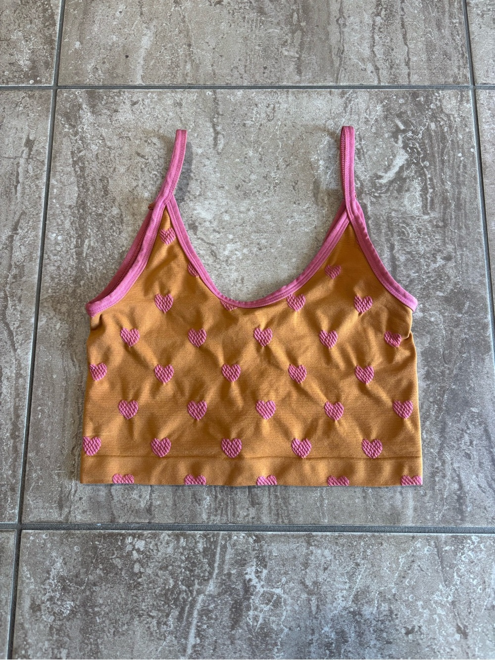 Urban Outfitters heart cami crop top with pink and orange